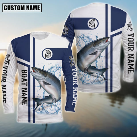 Maxcorners Fishing Chinook Salmon Customize Name And Boat Name 3D Shirts