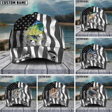 Maxcorners Fishing Black American Flag Sport Personalized 3D Cap (11 Options)