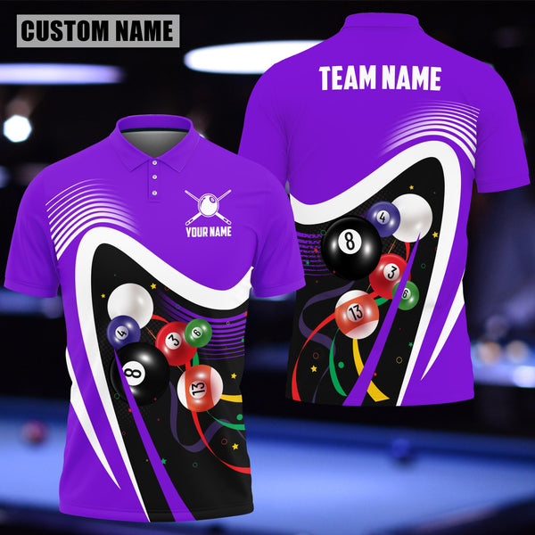 Maxcorners Billiards Ball Colourful Personalized 3D Polo Shirt