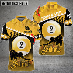 Maxcorners Personalized Billiard Ball 9 Team Name Player Polo Shirt