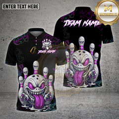 Maxcorners Crazy Bowling Ball Monster Graffiti Multioptions Personalized Name, Team Name Unisex 3D Shirt
