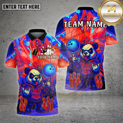 Maxcorners Bowling Panda Neon Graffiti Street Glow Multioptions Personalized Name, Team Name Unisex 3D Shirt