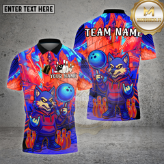 Maxcorners Bowling Wolf Neon Graffiti Street Glow Multioptions Personalized Name, Team Name Unisex 3D Shirt