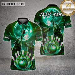 Maxcorners Wolf Bowling Shirt Howling Wolves Moon Multioptions Personalized Name, Team Name Unisex 3D Shirt (4 Colors