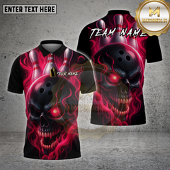 Maxcorners Skull Bowling Shirt Flame Skull Multioptions Personalized Name, Team Name Unisex 3D Shirt (4 Colors)