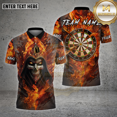 Maxcorners Darts Flame Skull Fire Reaper Multioptions Personalized Name, Team Name Unisex 3D Shirt (4 Colors)