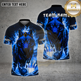 Maxcorners Wolf Bowling Shirt Flame Wolf Multioptions Personalized Name, Team Name Unisex 3D Shirt (4 Colors)