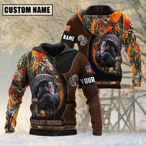 Maxcorners Custom Name Turkey Hunting Camo Leather 3D All Over Printed Clothes