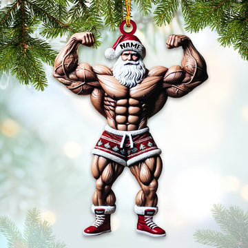 Maxcorners Custom Name Work Out Santa Ornament, Gymnastics Christmas Gift 2D Flat LM2211