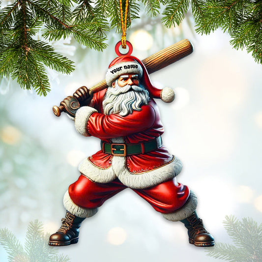 Maxcorners Custom Name Baseball Santa Ornament, Baseball Christmas Gift 2D Flat LM2211