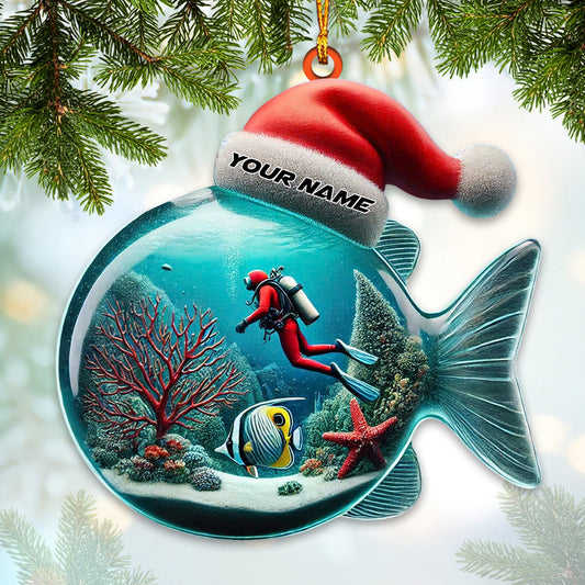 Maxcorners Diver Home Decor Christmas Ornament, Personalized Ornament 2D Flat LM2211