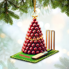 Maxcorners Cricket Ball Tree Christmas Ornament, Personalized Ornament 2D Flat LM2211