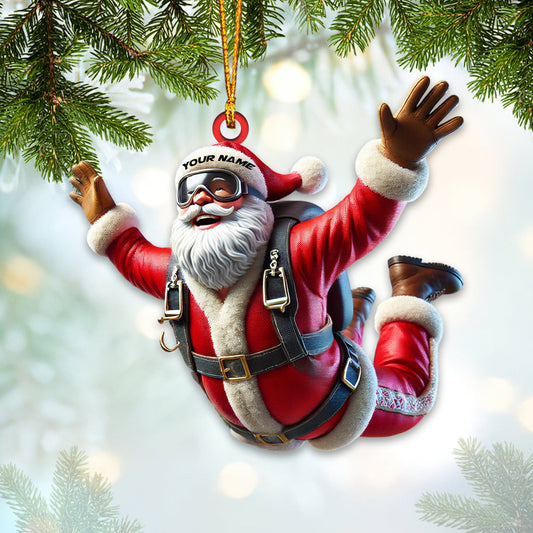 Maxcorners Santa Skydiving Christmas Ornament, Personalized Ornament 2D Flat LM2211