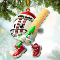 Maxcorners Christmas Cricket Ball Ornament, Personalized Ornament 2D Flat LM2211