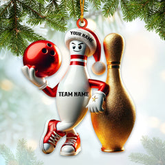 Maxcorners Custom Name Bowling Ornament, Christmas Gift for Bowling Lover 2D Flat LM2111
