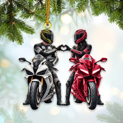 Maxcorners Custom Name Motorbike Couple Ornament, Lover Christmas Gift 2D Flat LM2111