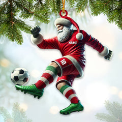 Maxcorners Custom Name and Number Santa Football Ornament, Christmas Gift for Football Lover 2D Flat LM2211