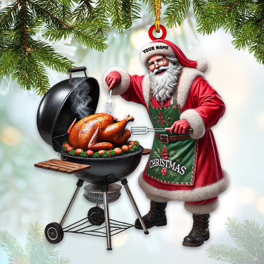 Maxcorners Merry Christmas Santa BBQ Home Decor Christmas Ornament, Personalized Ornament 2D Flat LM2211
