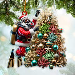 Maxcorners Custom Name Diving Santa Ornament, Santa Christmas Gift 2D Flat LM2111