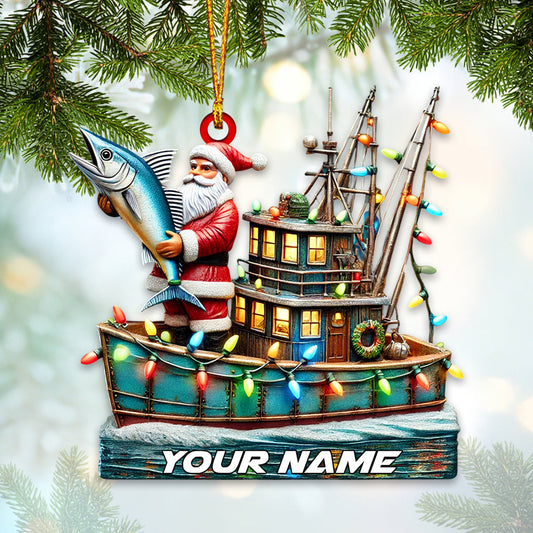 Maxcorners Fisherman Santa Home Decor Christmas Ornament, Personalized Ornament 2D Flat LM2211