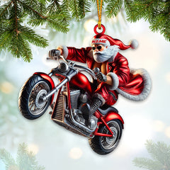 Maxcorners Custom Name Motorbike Santa Ornament, Motorbike Lover Christmas Gift 2D Flat LM2211
