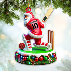 Maxcorners Custom Name Cricket Ball Ornament, Cricket Ball Lover Christmas Gift6 2D Flat LM2211