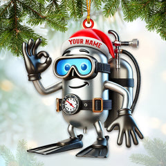 Maxcorners Custom Name Diving Santa Ornament, Dive Lover Christmas Gift90 2D Flat LM2111
