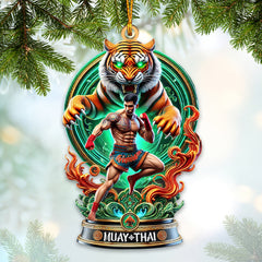 Maxcorners Custom Name Muay Thai Ornament, Muay Thai Santa Christmas Gift 2D Flat LM2111