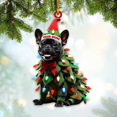 Maxcorners Custom Name French Bulldog Ornament, Dog Christmas Gift Decoration 2D Flat LM2111