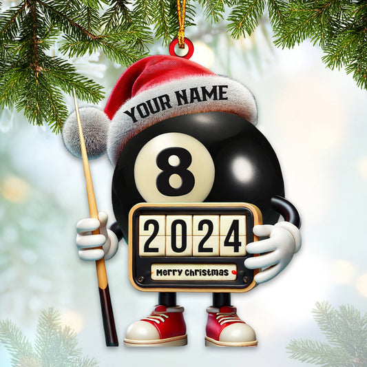 Maxcorners Custom Name and Year Billiard Ornament, Billiard Lover Christmas Gift 2D Flat LM2211