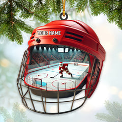 Maxcorners Custom Name Ice Hockey Ornament, Ice Hockey Lover Christmas Gift 2D Flat LM2111