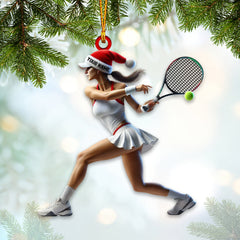 Maxcorners Tennis Woman Home Decor Christmas Ornament, Personalized Ornament 2D Flat LM2211