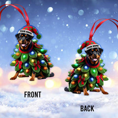 Maxcorners Custom Name Rottweiller Ornament, Dog Christmas Gift Decoration 2D Flat LM2111