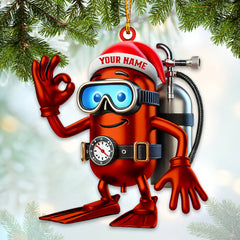 Maxcorners Custom Name Diving Santa Ornament, Dive Lover Christmas Gift90 2D Flat LM2111
