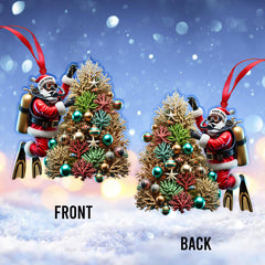 Maxcorners Custom Name Diving Santa Ornament, Santa Christmas Gift 2D Flat LM2111