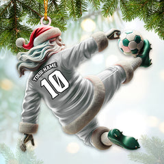 Maxcorners Custom Number Soccer Santa Ornament, Soccer Christmas Gift 2D Flat LM2211