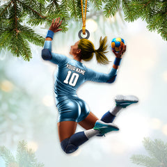 Maxcorners Custom Name and Number Woman Handball Ornament, Christmas Gift Decoration40 2D Flat LM2111