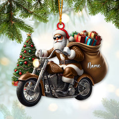 Maxcorners Custom Name Santa Bike Ornament, Santa Bike Christmas Gift 2D Flat LM2111