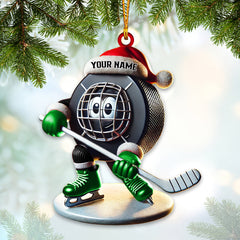 Maxcorners Custom Name Ice Hockey Ornament, Ice Hockey Christmas Gift 2D Flat LM2211