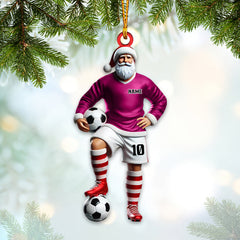 Maxcorners Custom Name Soccer Santa Ornament, Soccer Christmas Gifts 2D Flat LM2211