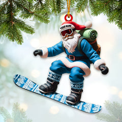 Maxcorners Custom Name Santa Snowboarding Ornament, Santa Christmas Gift Decoration 2D Flat LM2111