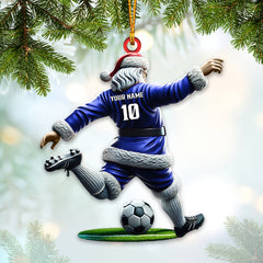 Maxcorners Custom Name Soccer Santa Ornament, Soccer Christmas Gift 2D Flat LM2211