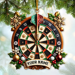 Maxcorners Custom Name Dart Ornament, Christmas Gift for Dart Player 2D Flat LM2211