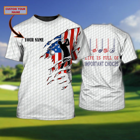 Maxcorners Golf American Choices Customized Name 3D Shirt