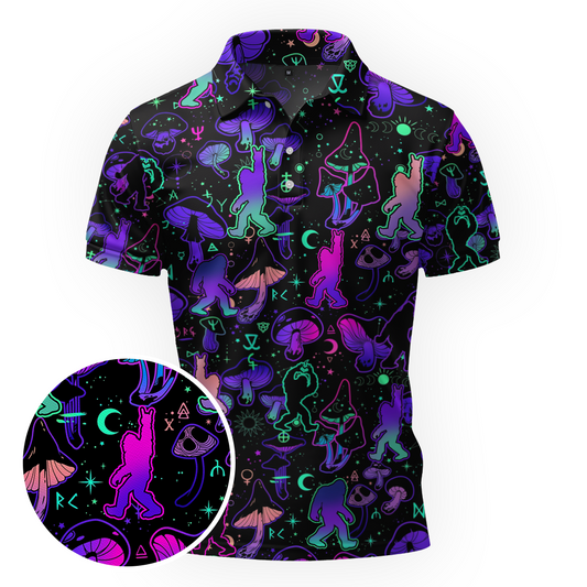 Maxcorners Psychedelic Bigfoot Night Golf Polo Shirt
