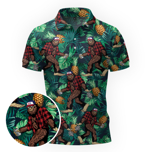 Maxcorners Pineapple Bigfoot Jungle Vibes Golf Polo Shirt