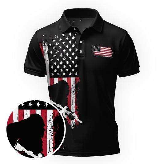 Maxcorners Bigfoot Goes Soldier Golf Polo Shirt