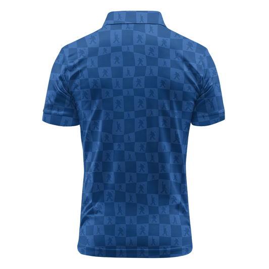Maxcorners Blue Legend Check Golf Polo Shirt