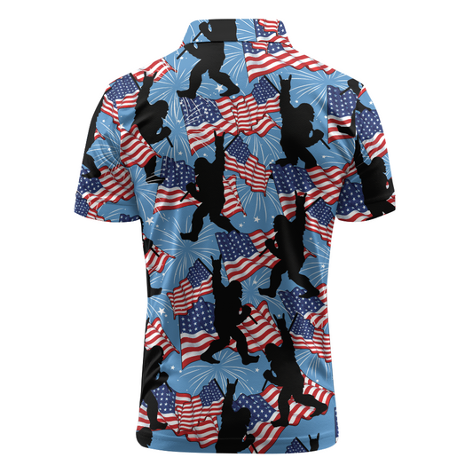 Maxcorners Sasquatch Freedom Stomp Golf Polo Shirt