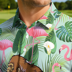 Maxcorners Bigfoot Flamingo Pool Party Golf Polo Shirt